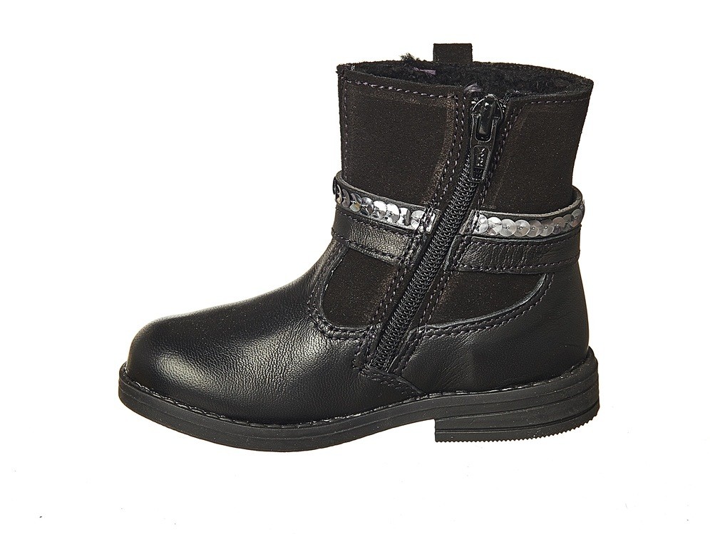 Cizme negre cu bareta paiete