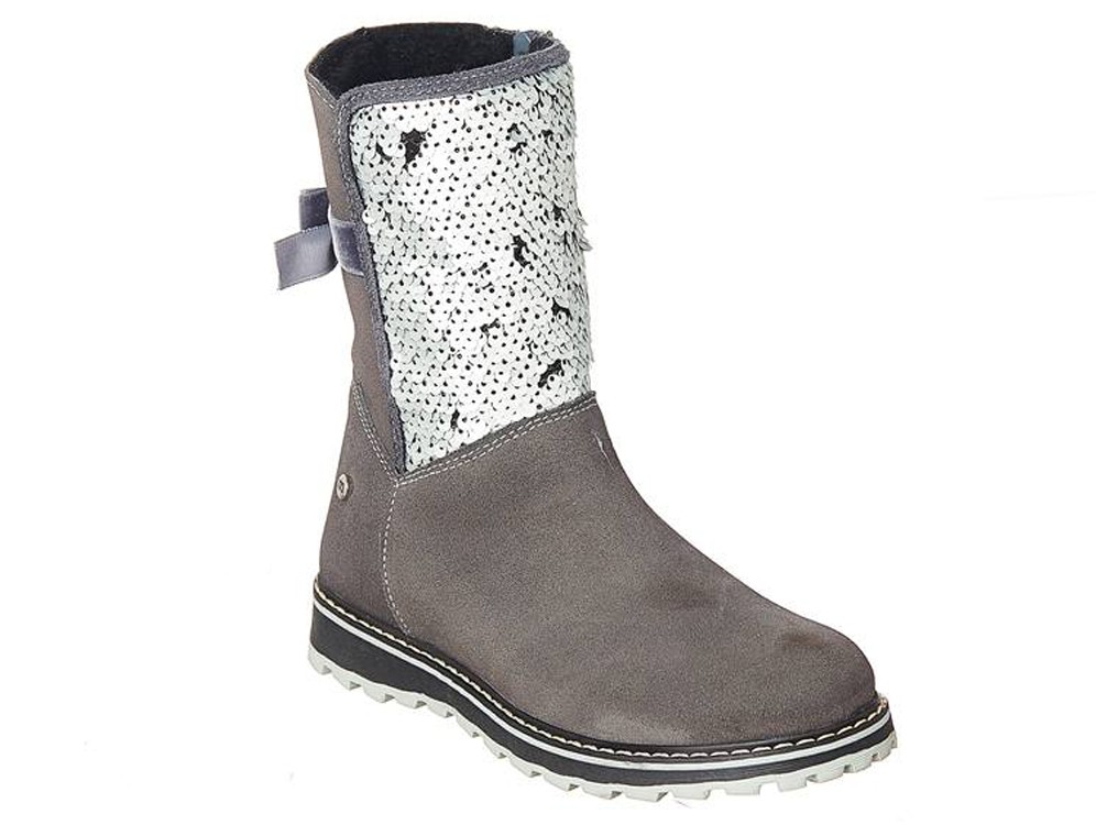 Cizme scurte gri cu paiete