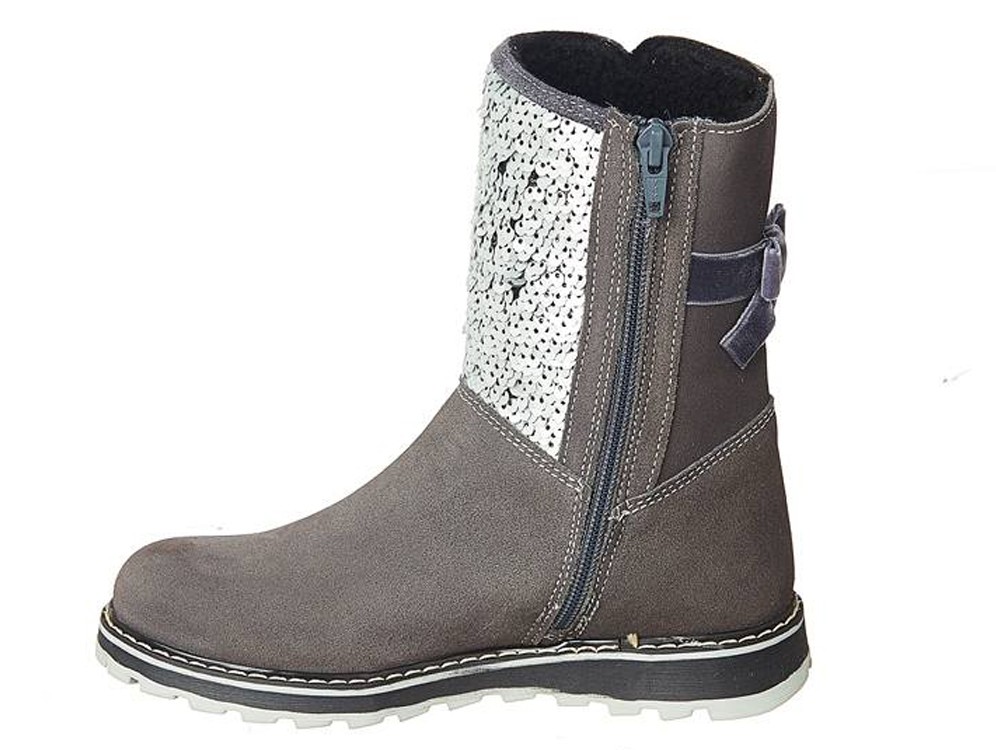 Cizme scurte gri cu paiete