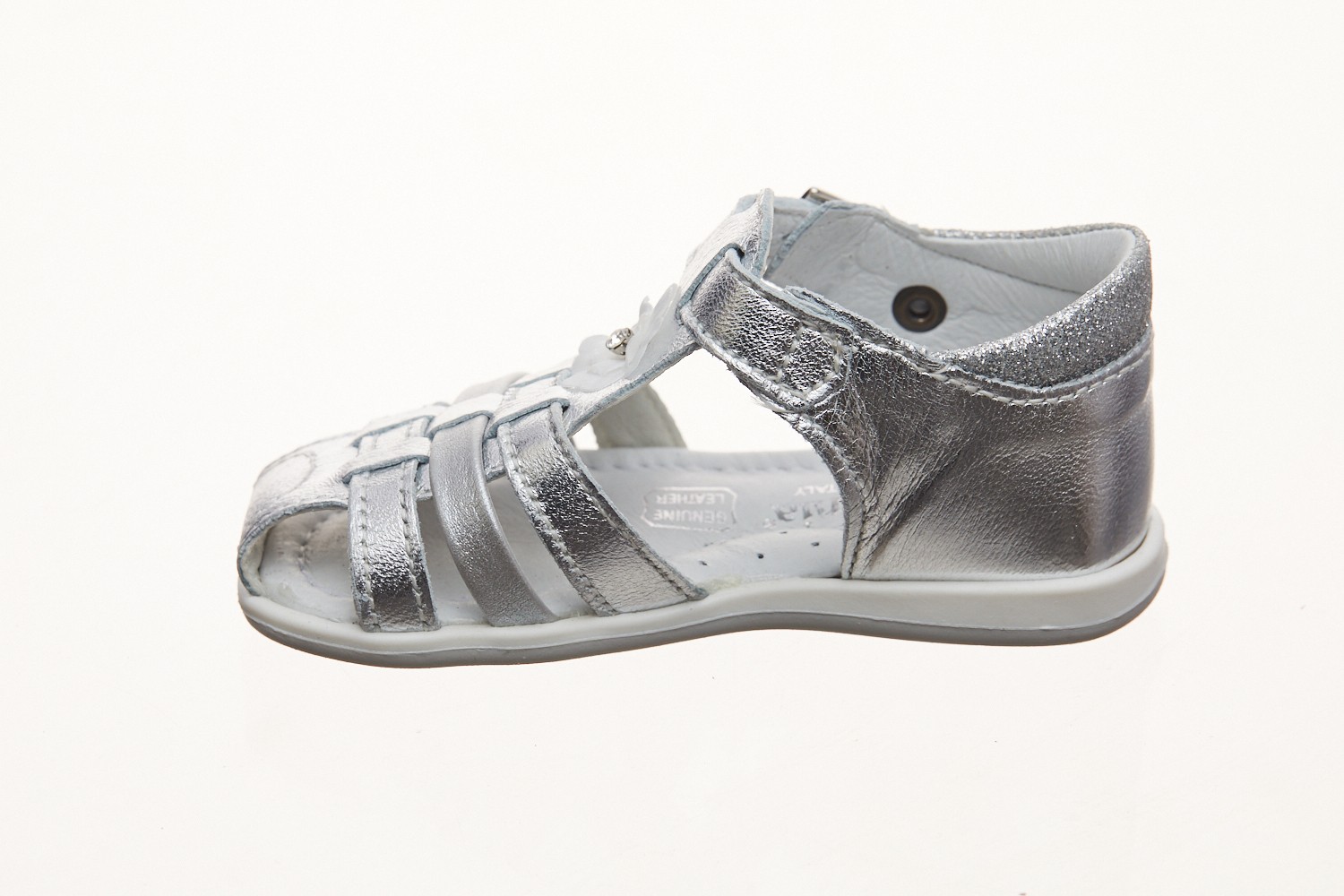Sandale argintii ortopedice Melania din piele moale